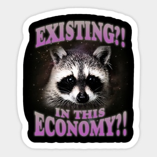 Existential Crisis Raccoon T-shirt - Unisex Jersey Tee - Trash Panda Meme Existing in this Economy Funny Sticker